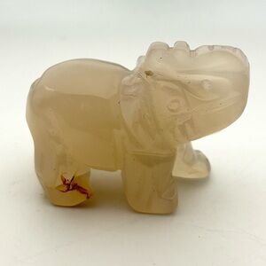 Miniature Agate Crystal Elephant Carving 1.5”